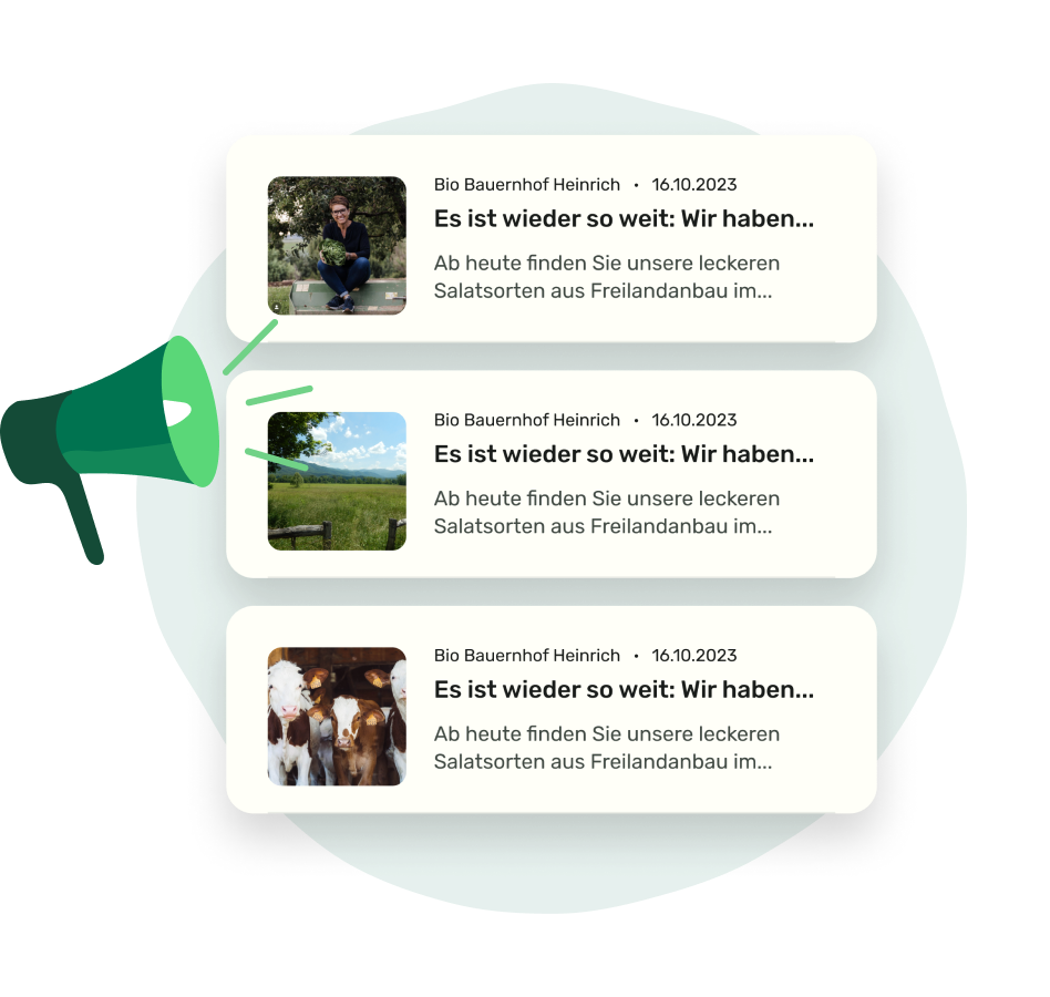 Newsfeed Beiträge von drei Erzeugern aus der Loql App